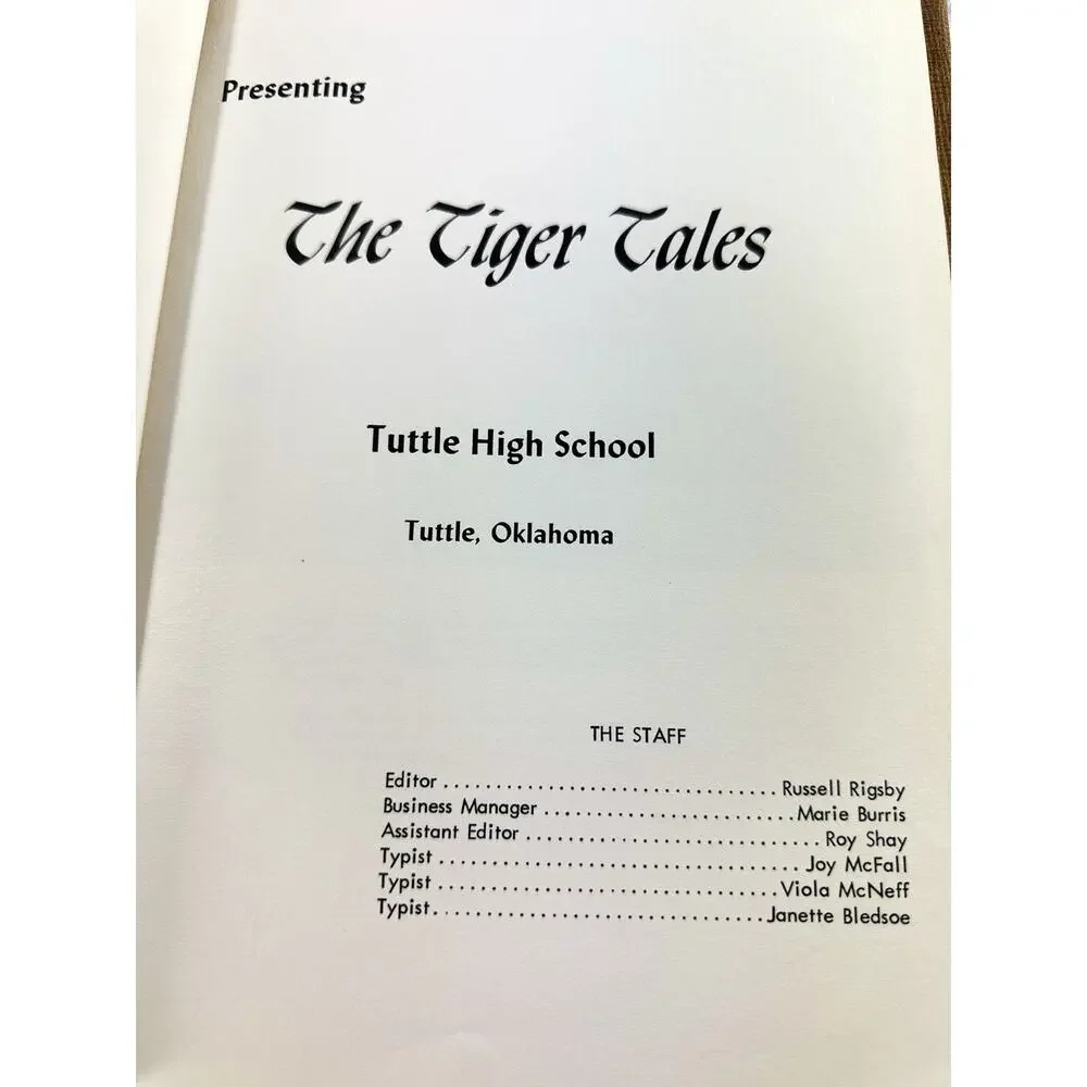 1955 Tiger Tales Tuttle High School Tuttle Oklahoma OK Yearbook Hardcover